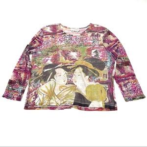 Vintage 1990s sheer mesh graphic top